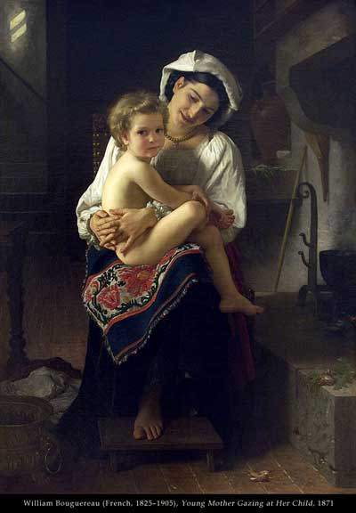 william bouguereau tuval - young mother gazing at her child